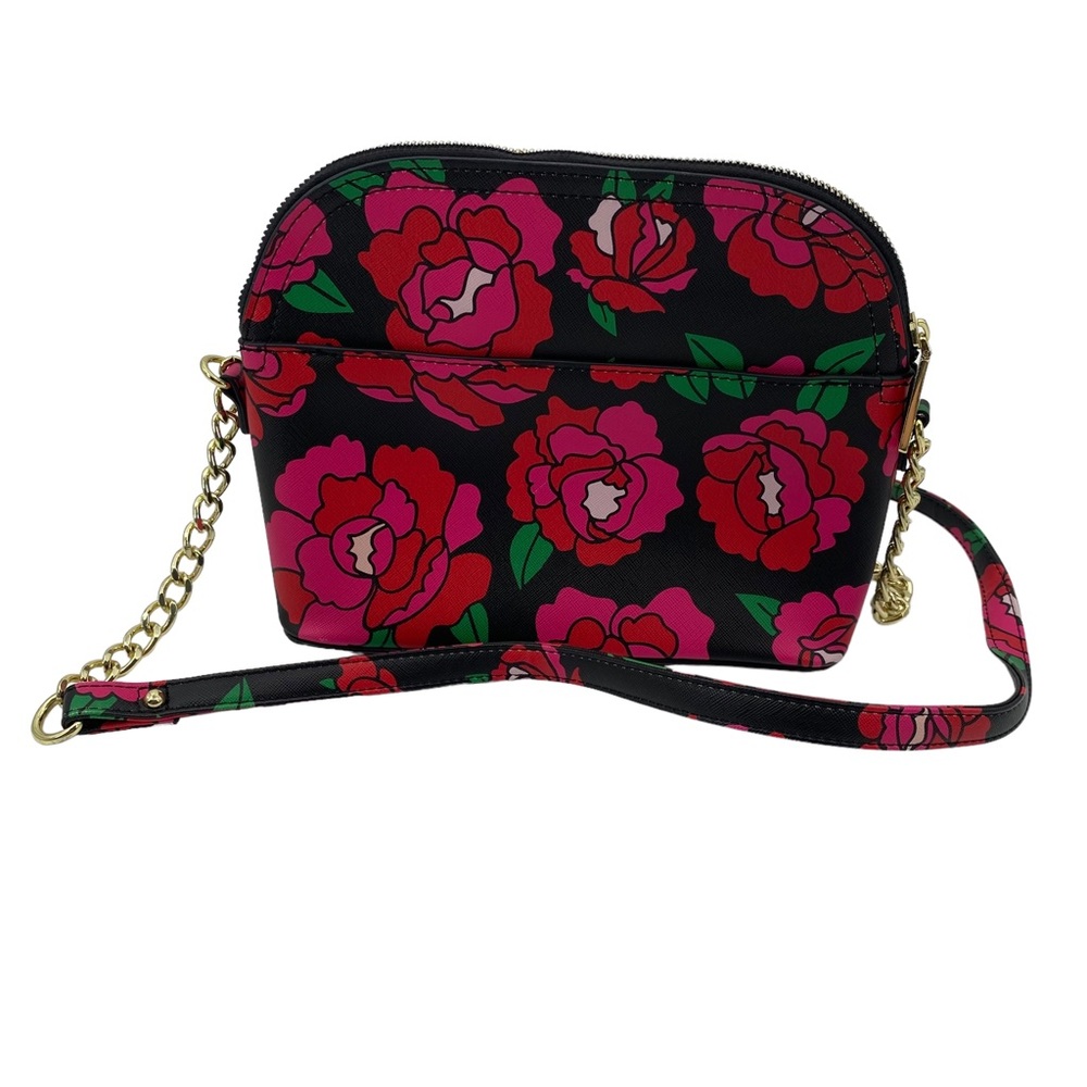 Betsey Johnson Rose Floral Gold Chain Small Purse - Picture 3 of 13